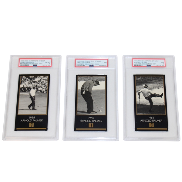 1993 Arnold Palmer 1958, 1960 & 1964 GSV Masters Golf Cards - PSA