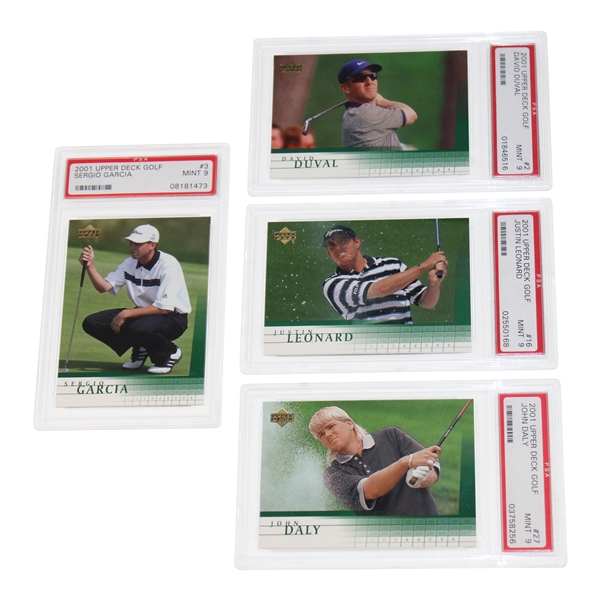 Sergio Garcia & David Duval 2001 Upper Deck Rookie Cards w/Daly & Leonard PSA 9s