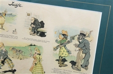 1897 On Judge's Golf Links Framed Cartoon