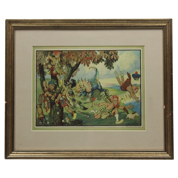 Perils Of Early Golf Three Up and Two To Go Print Signed by Artist