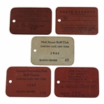 Five (5) Vintage Golf Professional ID/Bag Tags - Caroga Lake, Clarendon, Meadow G&CC & more