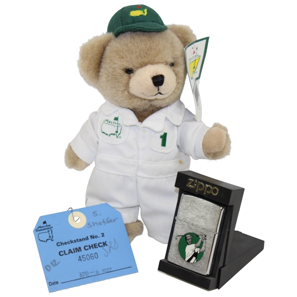 April 8, 1997 Masters Claim Check Stub with 2009 Caddy Bear & Golf Themed Lighter 
