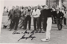 Gary Player Signed Back & White at St. Andrews 16x20 Photo w/'Arnie & Gary St. Andrews' JSA #CE33712