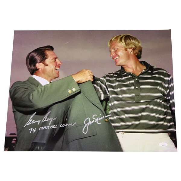 Jack Nicklaus & Gary Player Signed 1975 Green Jacket 16x20 Photo w/74 Masters Champ JSA #ZZ10772