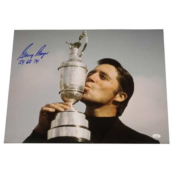 Gary Player Signed Claret Jug 16x20 Photo w/59 68 74 JSA #CB46497