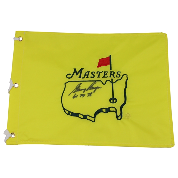 Gary Player Signed Masters Undated Embroidered Flag w/Dates Won JSA ALOA