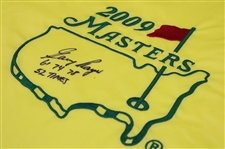 Gary Player Signed 2009 Masters Tournament Embroidered Flag w/Dates Won & '52 Times' JSA #CB46477