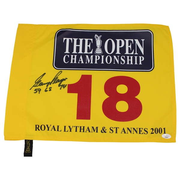 Gary Player Signed 2001 The OPEN at Royal Lytham & St. Annes Flag w/59 68 74 JSA #CB46490