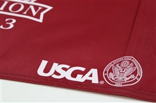 Justin Rose Signed 2013 US Open at Merion Red Screen Flag JSA COA