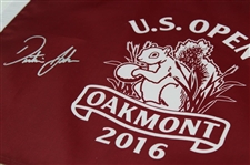 Dustin Johnson Signed 2016 US Open at Oakmont Red Screen Flag JSA ALOA