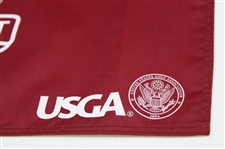 Dustin Johnson Signed 2016 US Open at Oakmont Red Screen Flag JSA ALOA