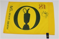 Xander Schauffele Signed 2024 The Open at Royal Troon Yellow Screen Flag JSA COA