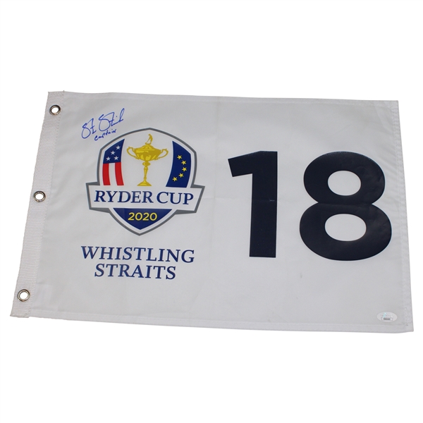 Steve Stricker Signed 2020 Ryder Cup at Whistling Straits Screen Flag w/Captain JSA COA