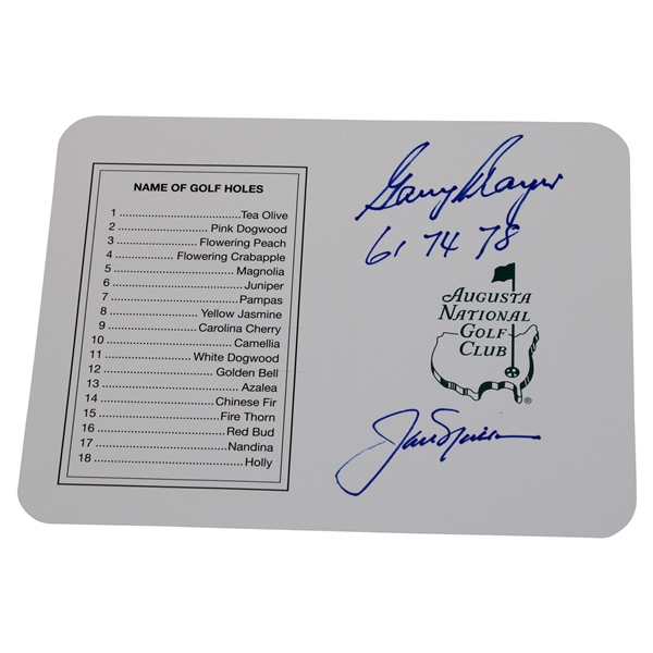Jack Nicklaus & Gary Player Signed Augusta National GC Scorecard w/61 74 78 JSA ALOA