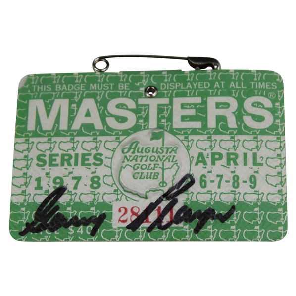 Gary Player Signed 1978 Masters Tournament SERIES Badge #28111 JSA ALOA