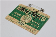 Gary Player Signed 1974 Masters Tournament SERIES Badge #6314 JSA ALOA