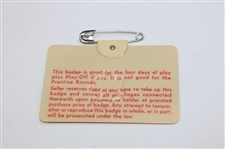 Gary Player Signed 1974 Masters Tournament SERIES Badge #6314 JSA ALOA