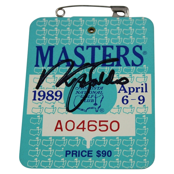 Nick Faldo Signed 1989 Masters Tournament SERIES Badge #A04650 JSA ALOA