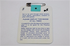 Nick Faldo Signed 1989 Masters Tournament SERIES Badge #A04650 JSA ALOA