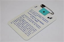 Nick Faldo Signed 1989 Masters Tournament SERIES Badge #A04650 JSA ALOA