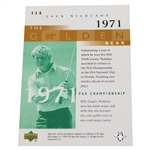Jack Nicklaus Signed 2001 Upper Deck 1971 PGA Championship The Golden Bear Card JSA ALOA