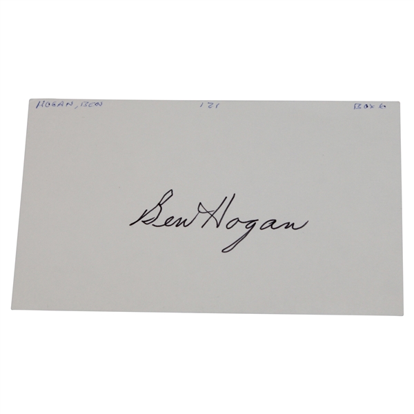 Ben Hogan Signed 3x5 Index Card JSA ALOA