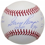 Gary Player Signed MLB Baseball w/HoF 74, 3x Masters, 65 US Open, 3x British Open, 2x PGA Inscr. JSA #CA63077 