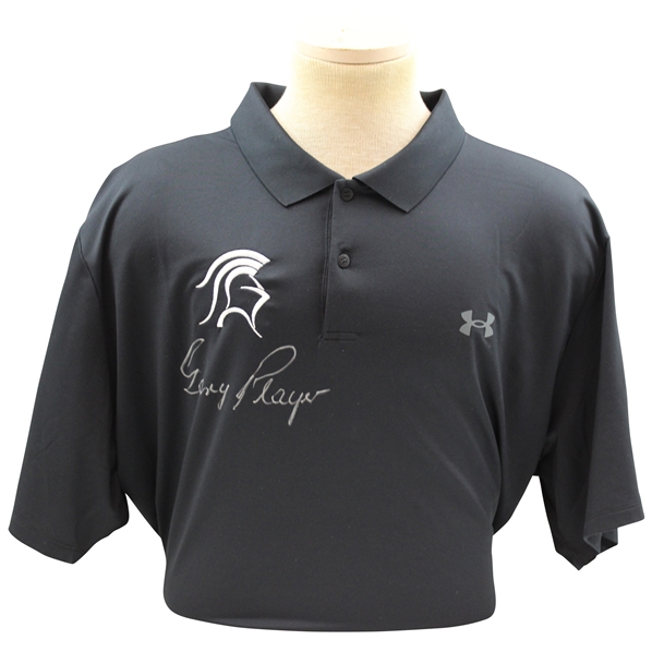 Gary Player Signed Black Knight Logo Under Armour Black Polo Shirt - Unworn