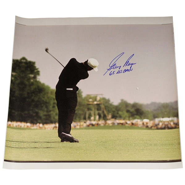 Gary Player Signed 1965 US Open Fairway Approach Image on 24x23 Canvas w/65 US Open JSA ALOA