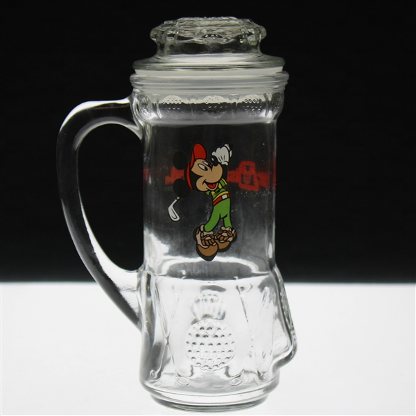 Mickey Mouse Golfing Themed Glass Mug with Top/Stopper