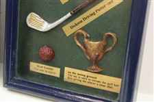 Golf Stamp Collection (Babe, Bobby & Francis) w/Presentation Display of Balls/Clubs/Trophy - Framed