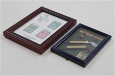 Golf Stamp Collection (Babe, Bobby & Francis) w/Presentation Display of Balls/Clubs/Trophy - Framed