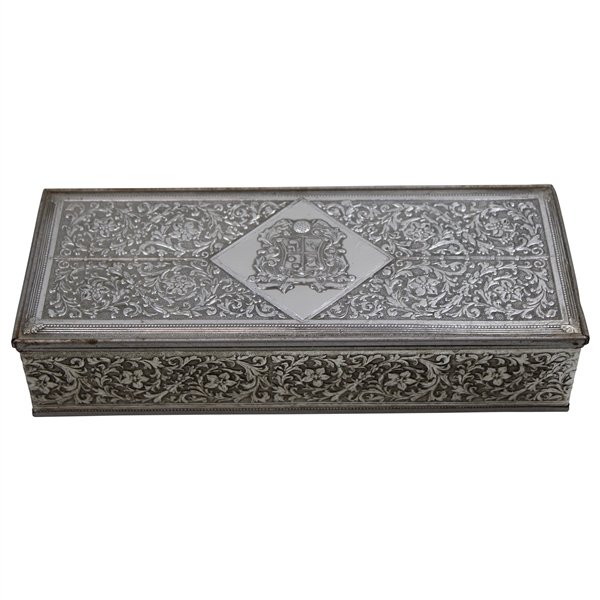 Ornate Golf Clubs & Golf Ball Shield Designed Golf Ball Box w/Removeable Lid Made by Guildraft New York