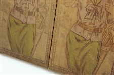 Vintage Pyrography Scarf Box Depicting Two 1910 Era Lady Golfers Walking w/Club Over Shoulder