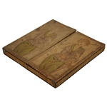 Vintage Pyrography Scarf Box Depicting Two 1910 Era Lady Golfers Walking w/Club Over Shoulder