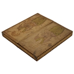 Vintage Pyrography Scarf Box Depicting Two 1910 Era Lady Golfers Walking w/Club Over Shoulder