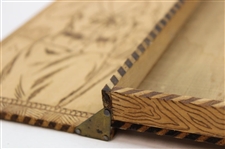 Vintage Pyrography Scarf Box Depicting Two 1910 Era Lady Golfers Walking w/Club Over Shoulder