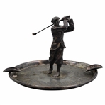 Silver Plated 1920s Era Golferin the Center Ashtray by The Wilcox International Silver Co.