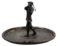 Silver Plated 1920's Era Golferin the Center Ashtray by The Wilcox International Silver Co.