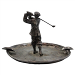 Silver Plated 1920's Era Golferin the Center Ashtray by The Wilcox International Silver Co.