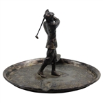 Silver Plated 1920's Era Golferin the Center Ashtray by The Wilcox International Silver Co.
