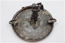 Silver Plated 1920's Era Golferin the Center Ashtray by The Wilcox International Silver Co.