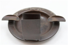 Patented Art Deco Bronze Sterling Overlay Golfer In Relief Match Holder Ashtray by The Heintz Art Metal Co.