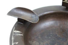 Patented Art Deco Bronze Sterling Overlay Golfer In Relief Match Holder Ashtray by The Heintz Art Metal Co.