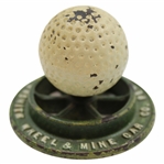 Circular Cast Iron Wheel w/Dimple Golf Ball Paperweight - Hockensmith Wheel & Mine Car Co. - Penn, PA