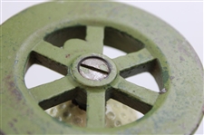 Circular Cast Iron Wheel w/Dimple Golf Ball Paperweight - Hockensmith Wheel & Mine Car Co. - Penn, PA