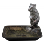 c.1920s Small Silver Plated Ashtray Depicting a Bear Golfer
