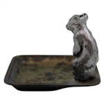 c.1920's Small Silver Plated Ashtray Depicting a Bear Golfer
