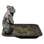 c.1920's Small Silver Plated Ashtray Depicting a Bear Golfer