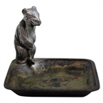 c.1920's Small Silver Plated Ashtray Depicting a Bear Golfer